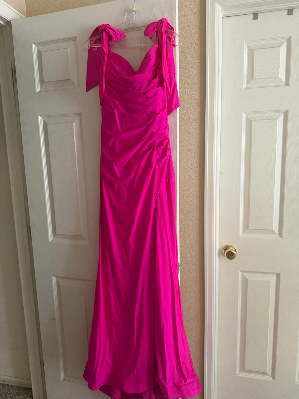 Fuchsia Tie-Shoulder Maxi Dress